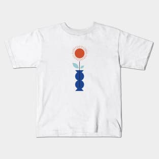 Sun vase flower flowers summer happiness happy positive vibes sunny sunshine orange blue Kids T-Shirt